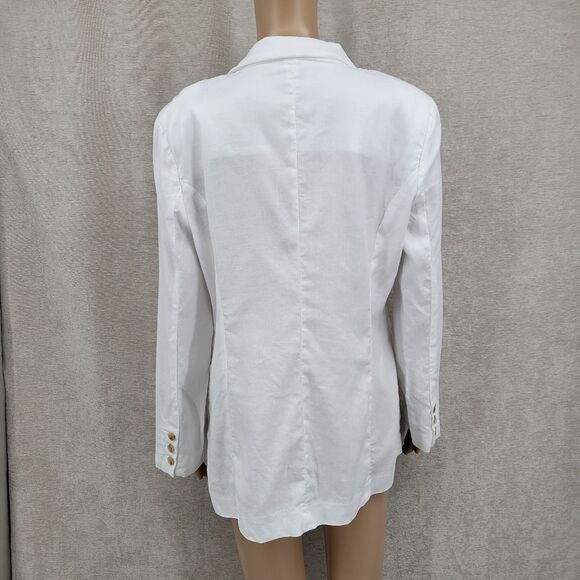 EVEREVE Stanton White Linen Blend Double Breasted Blazer Women's Small - Picture 4 of 11